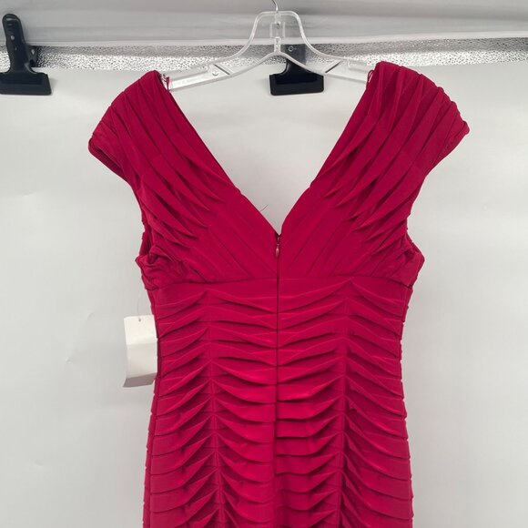 Adriana Papell Womens Textured Sheath Dress V-Neck Cap Sleeve Plum Size 4 New - Picture 6 of 9